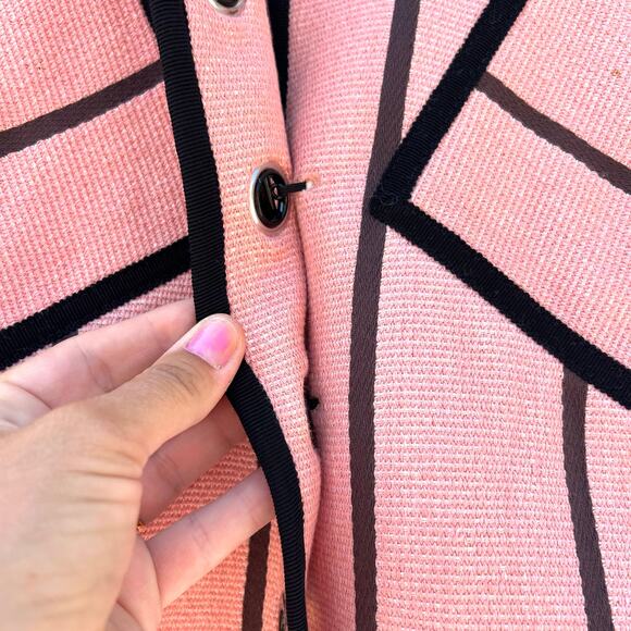 Sandro Paris Boucle Lady Jacket Linen Cotton Pink 38 Size 6 Preppy Chic - Picture 6 of 9
